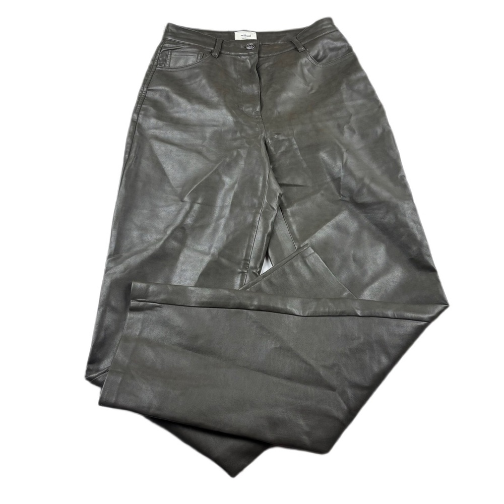 Aritzia Wilfred Faux Leather Pants Size 0 Olive Gray